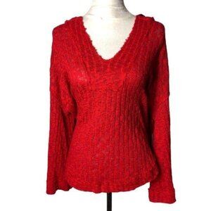 Free People Baja Babe Wide Sleeve Hoodie Red XS Pullover Sweater